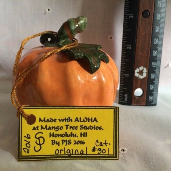 Mango Tree Studios Ceramic 3” Pumpkin Fall Décor Accent piece Atisian Made OOAK - Picture 3 of 7